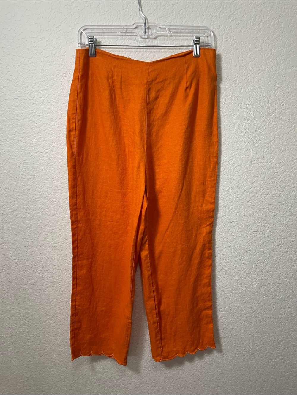 Reformation Orange Linen Scalloped Hem Ankle Pants Size 8